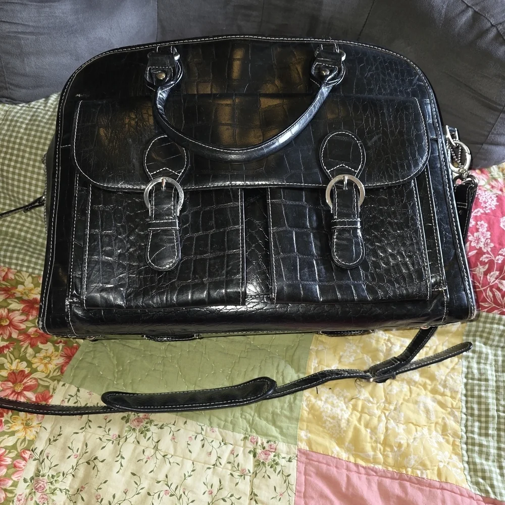Siamod 'San Martino' Women's Leather black briefcase Laptop Case